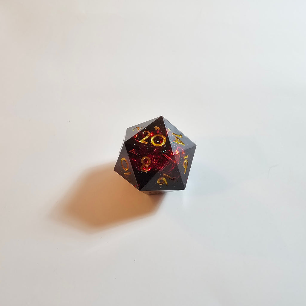 Fire Red Sharp Edge Resin Dice Set