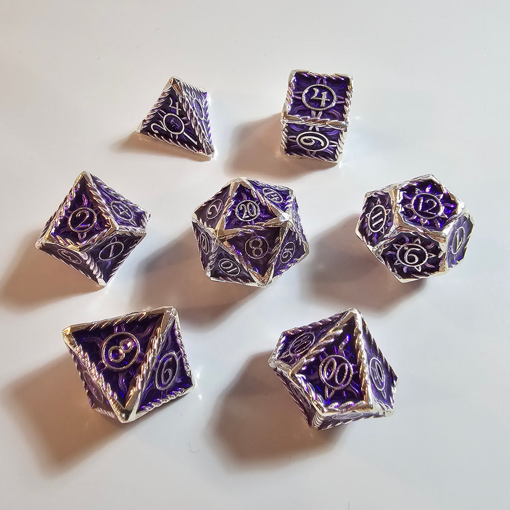 Set di dadi in metallo pieno Astral Violet