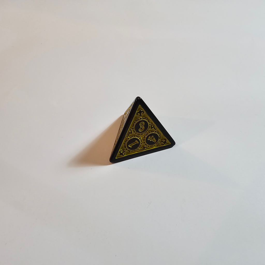 Gelbes Acryl-Würfelset mit Runen