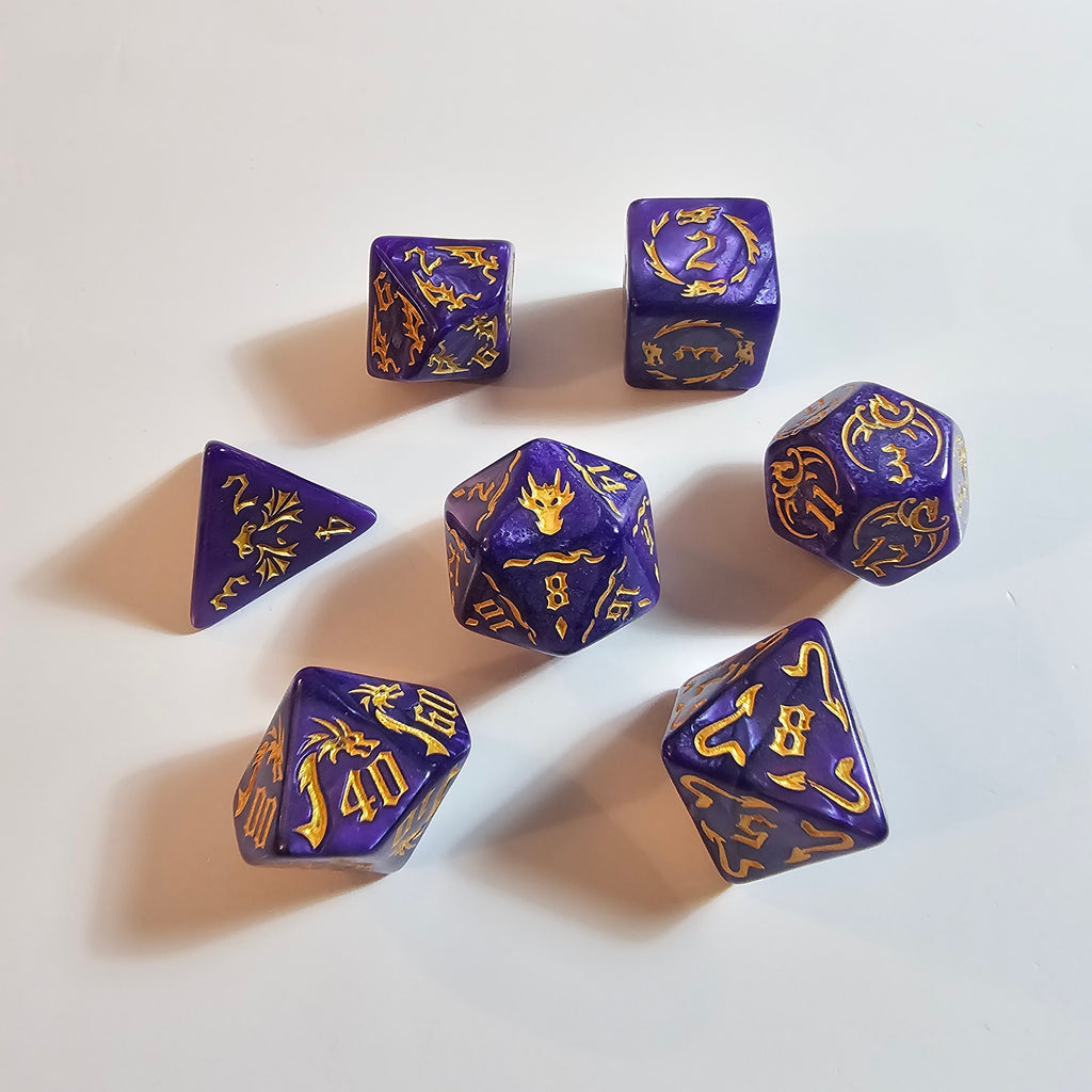 Set de dados acrílicos del Dragón Púrpura