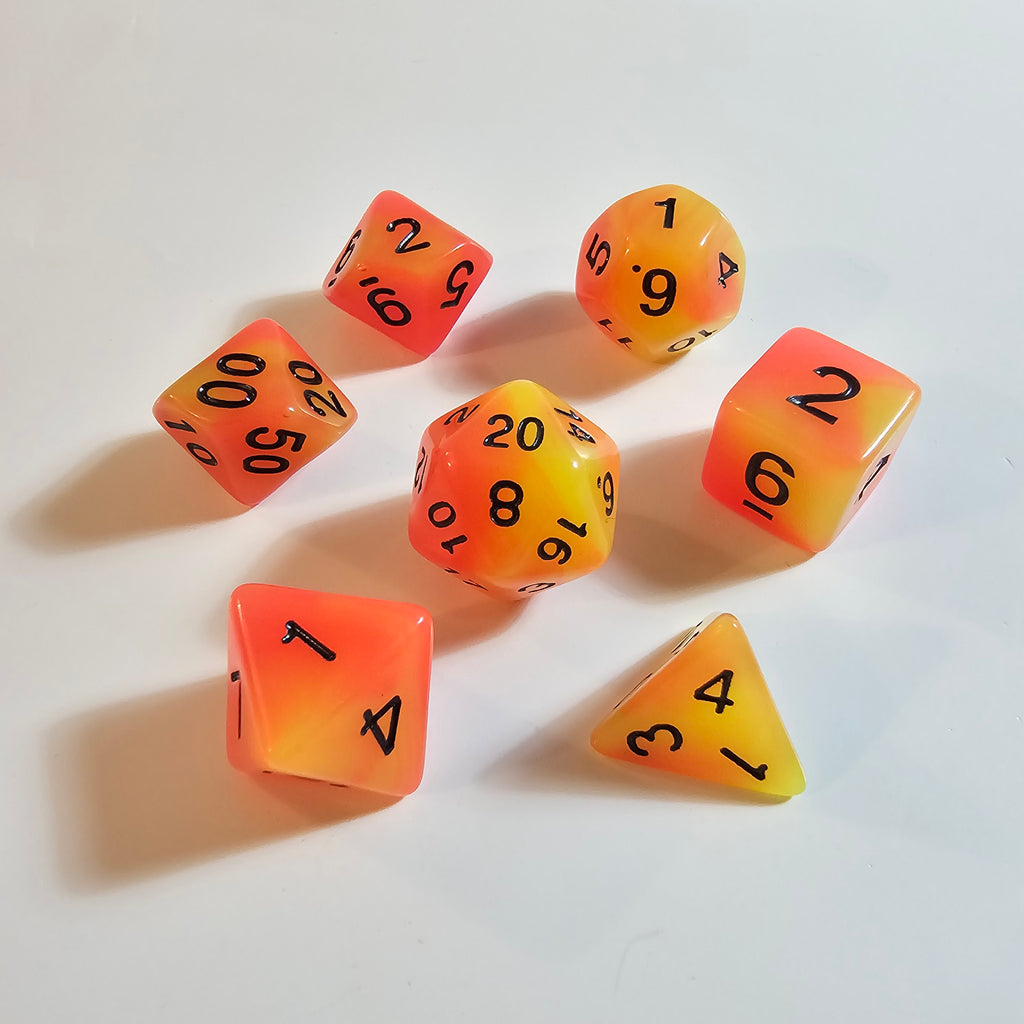Orangefarbenes Zitronen-Glow-Acrylwürfel-Set