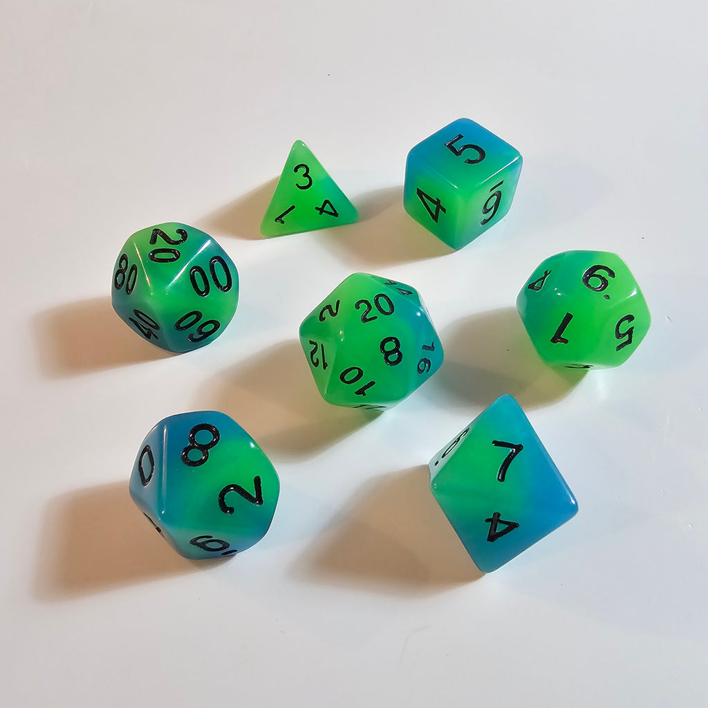 Set di dadi in acrilico Alchemist Green Glow