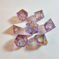 Set di dadi in resina Astral Drift a nucleo liquido