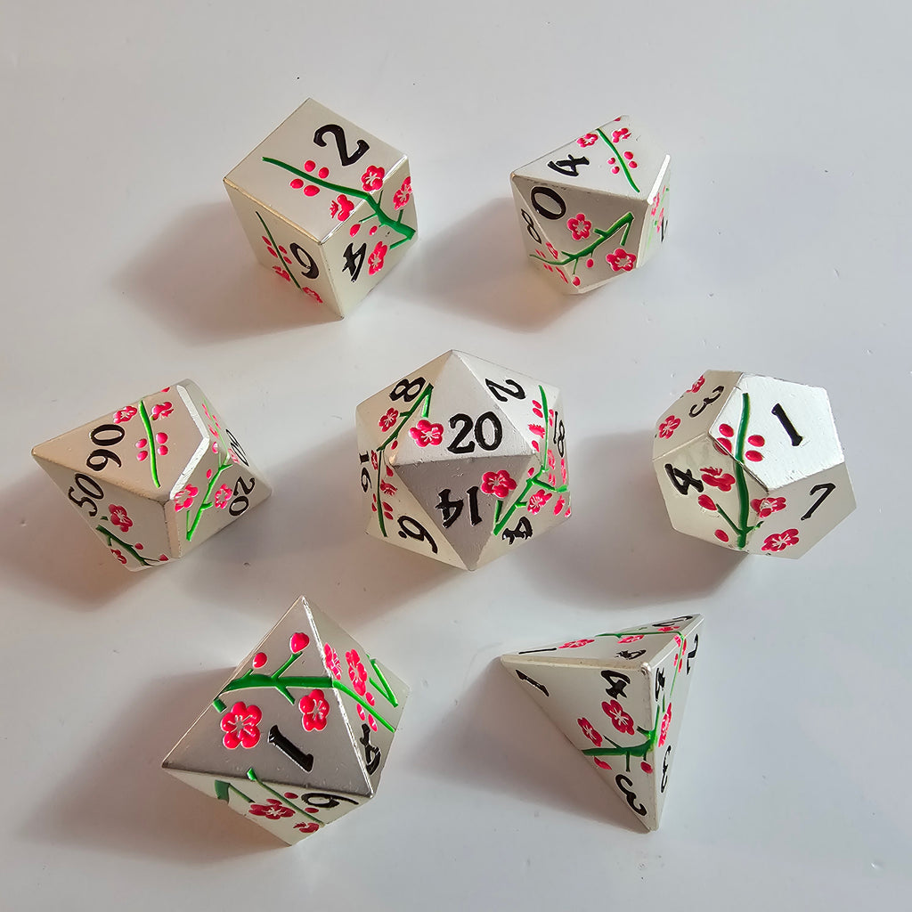 Set de dados de metal sólido Silver Blossom