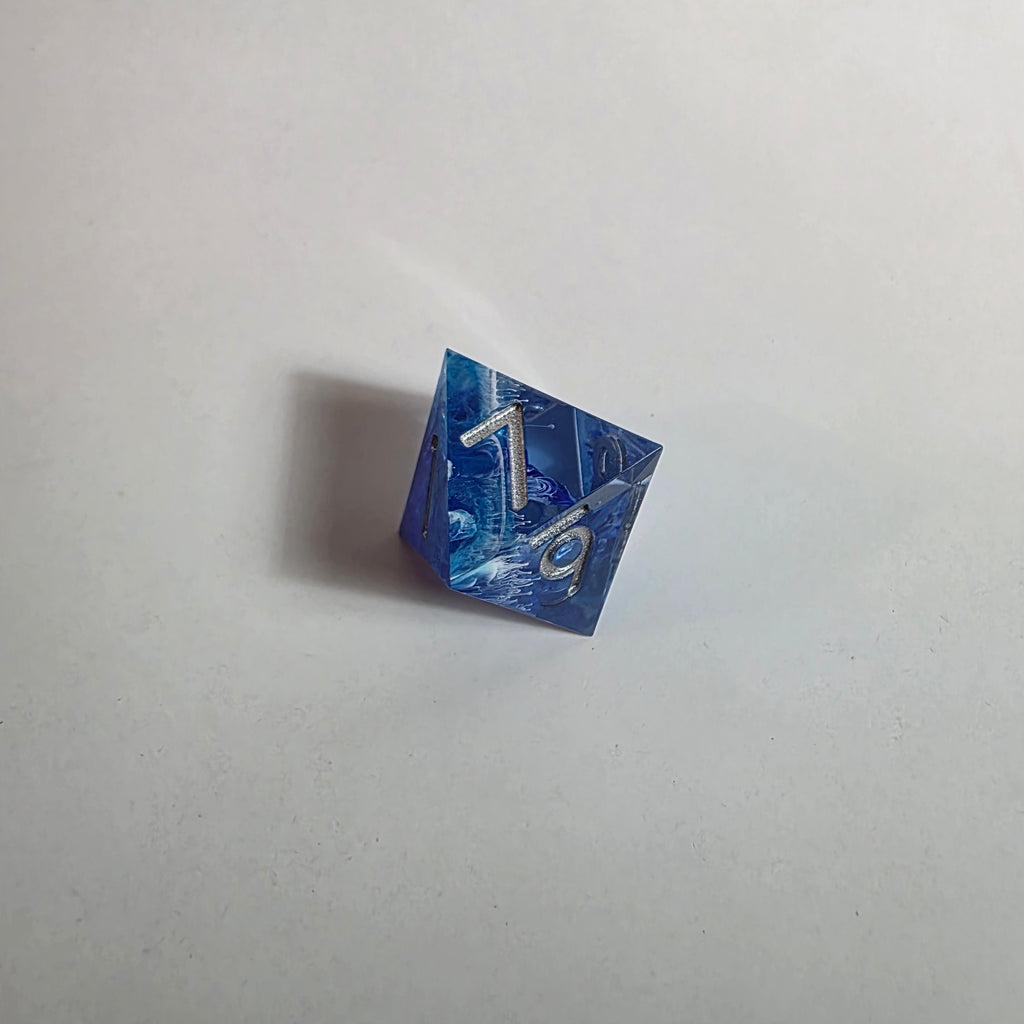 Deep Blue Waves Handmade Resin Dice Set