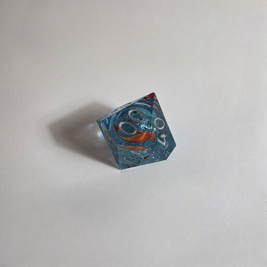Set de dés en résine faits main motif poisson koï