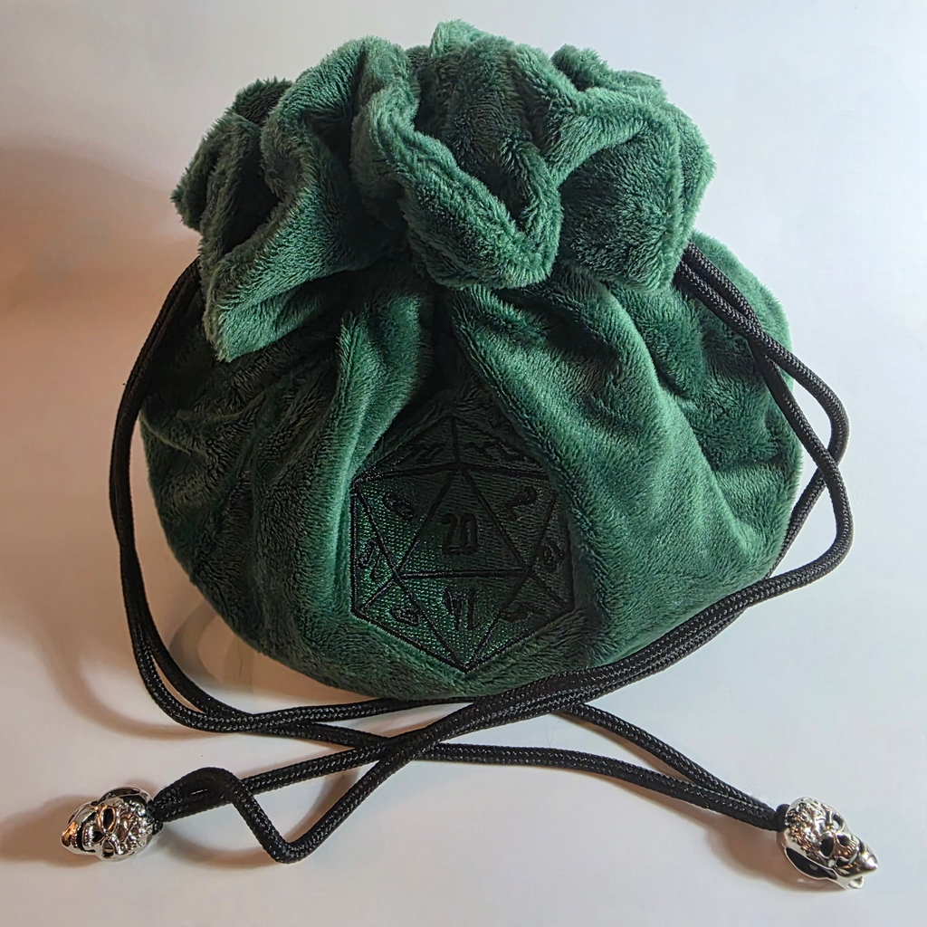 Sacchetto per dadi in peluche verde