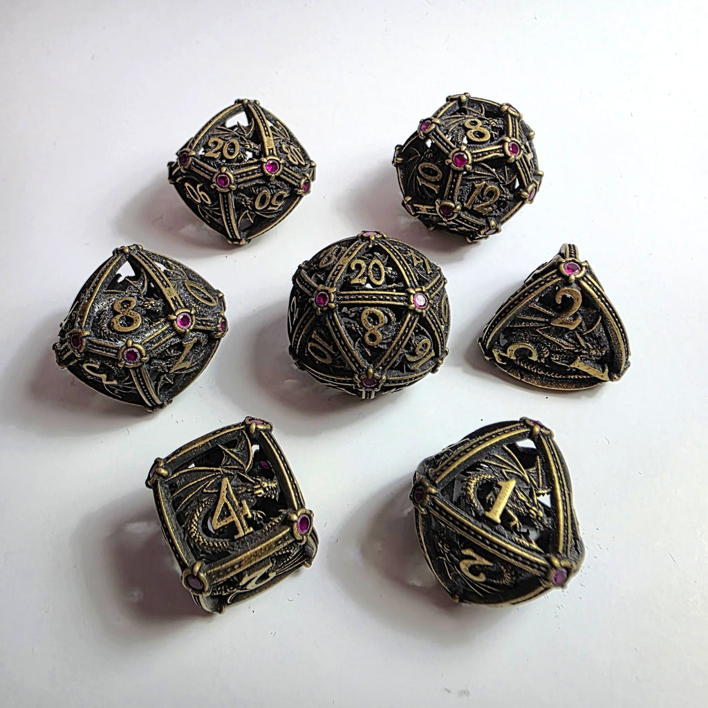 Ruby Dragonguard Hohlmetall-Würfelset