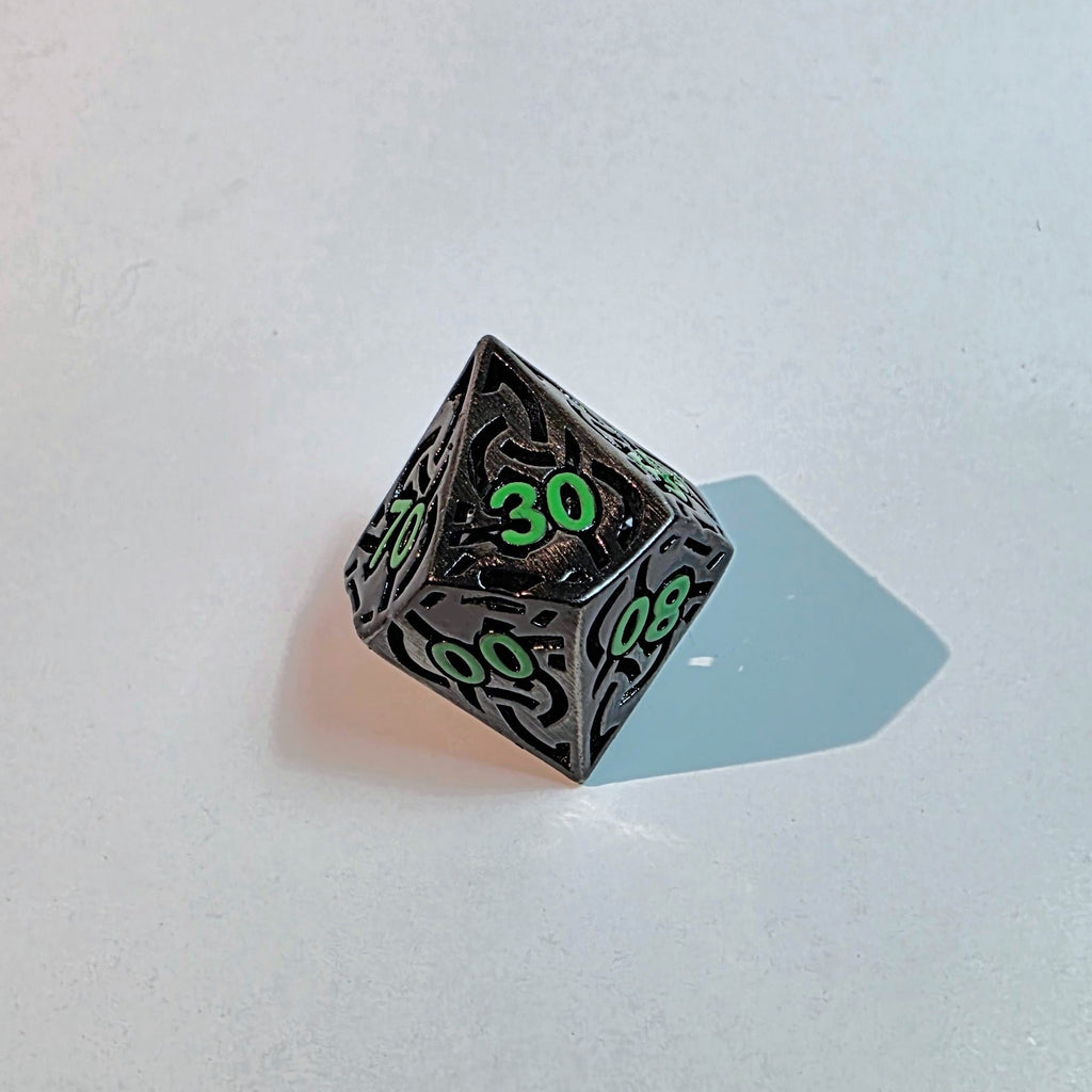 Jeu de dés en métal creux vert nœud celtique
