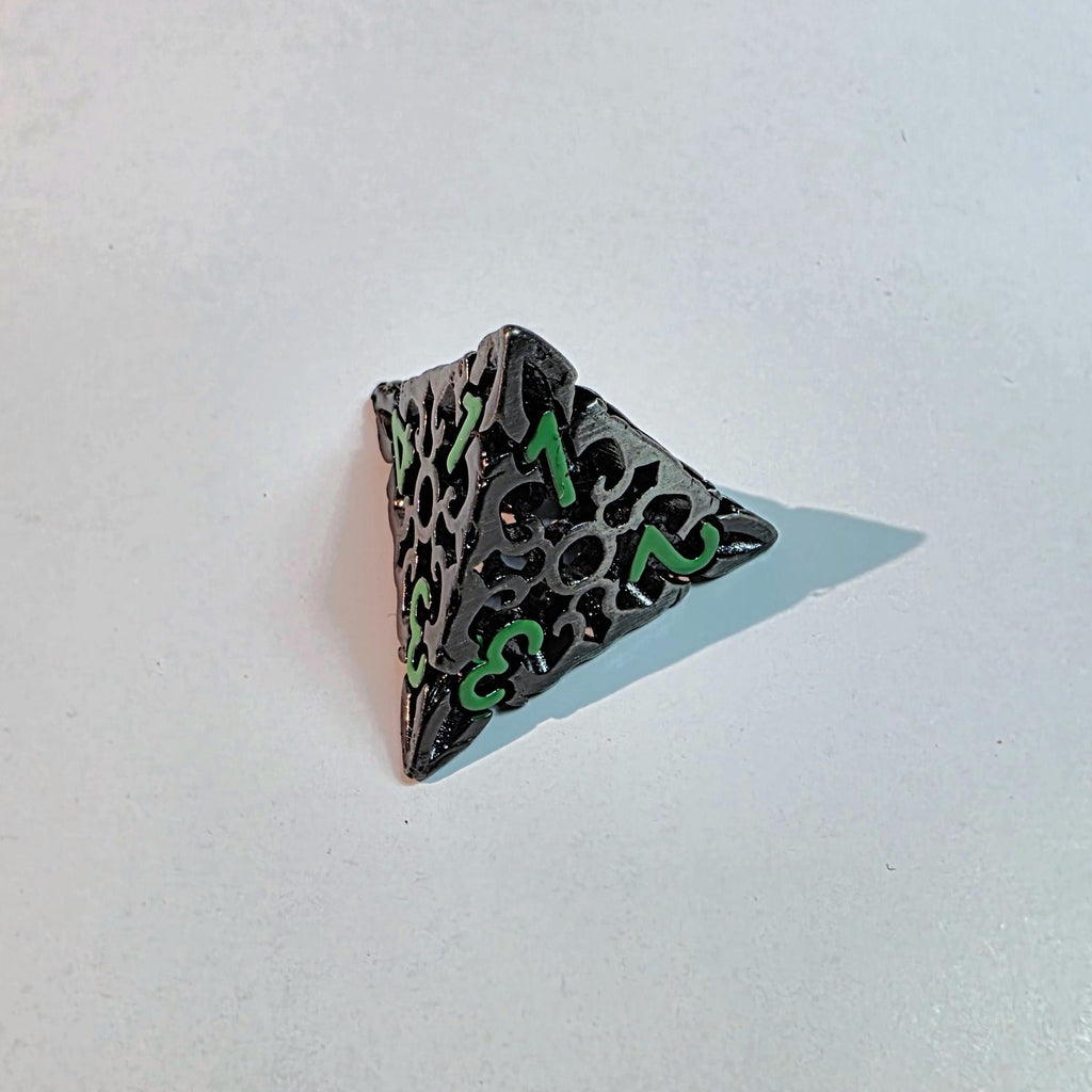 Jeu de dés en métal creux vert nœud celtique