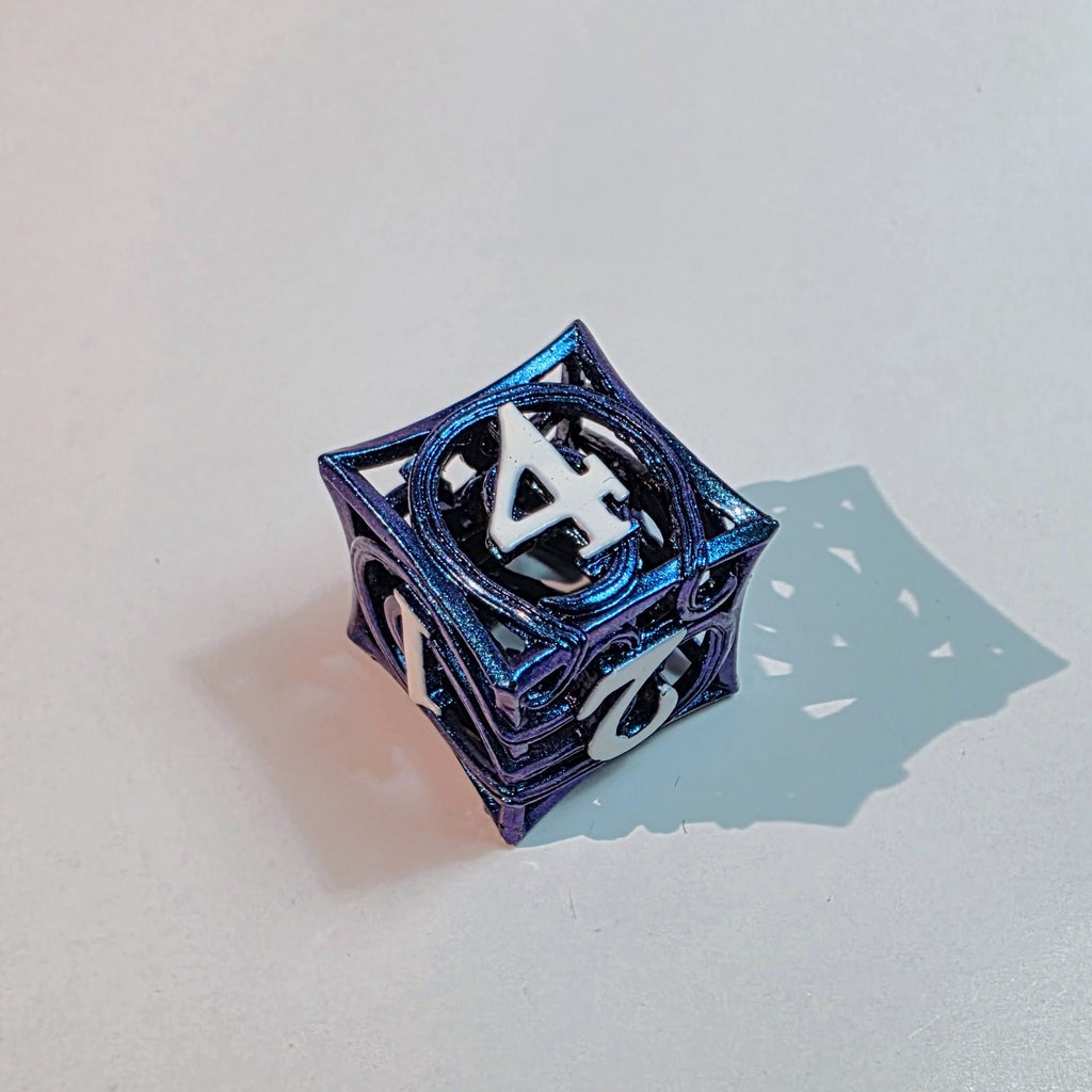 Blue Elemental Hollow Metal Dice Set