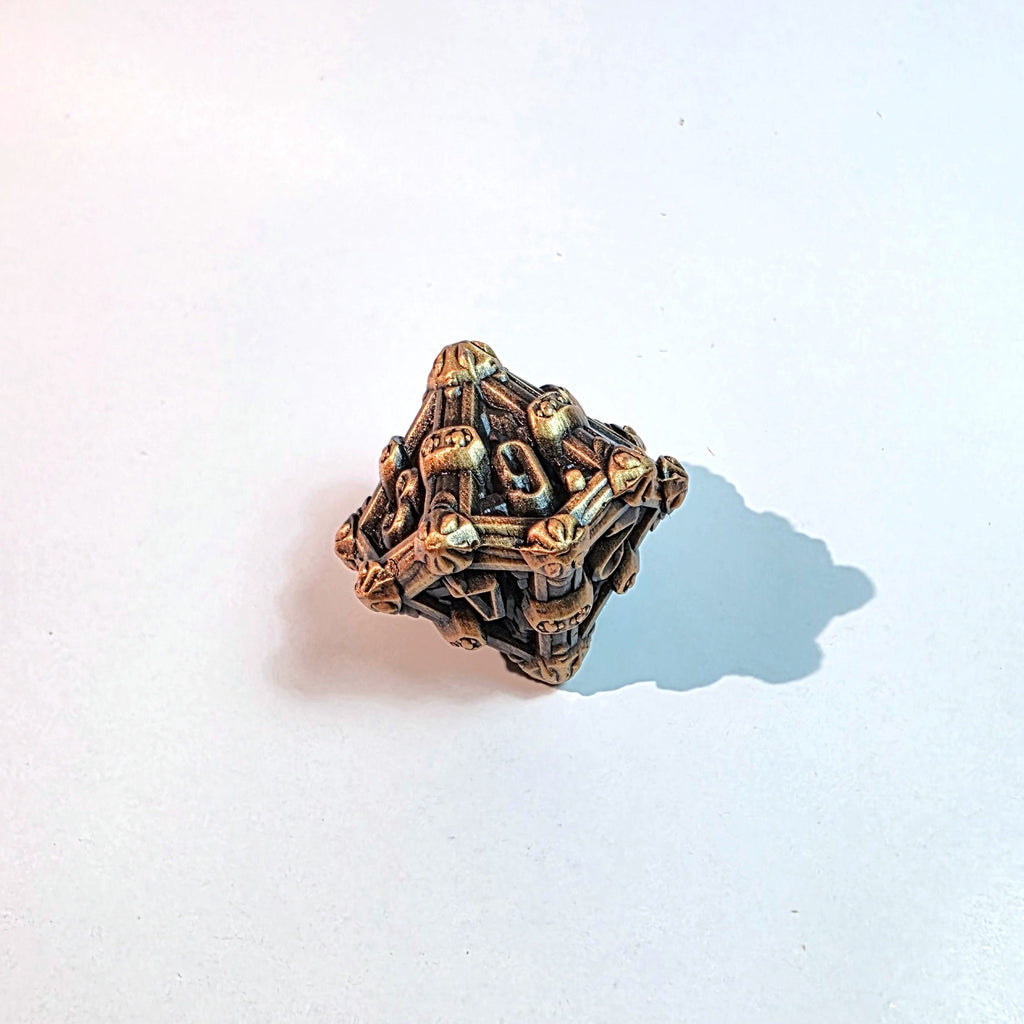 Deathmask Antique Gold Solid Metal Dice Set