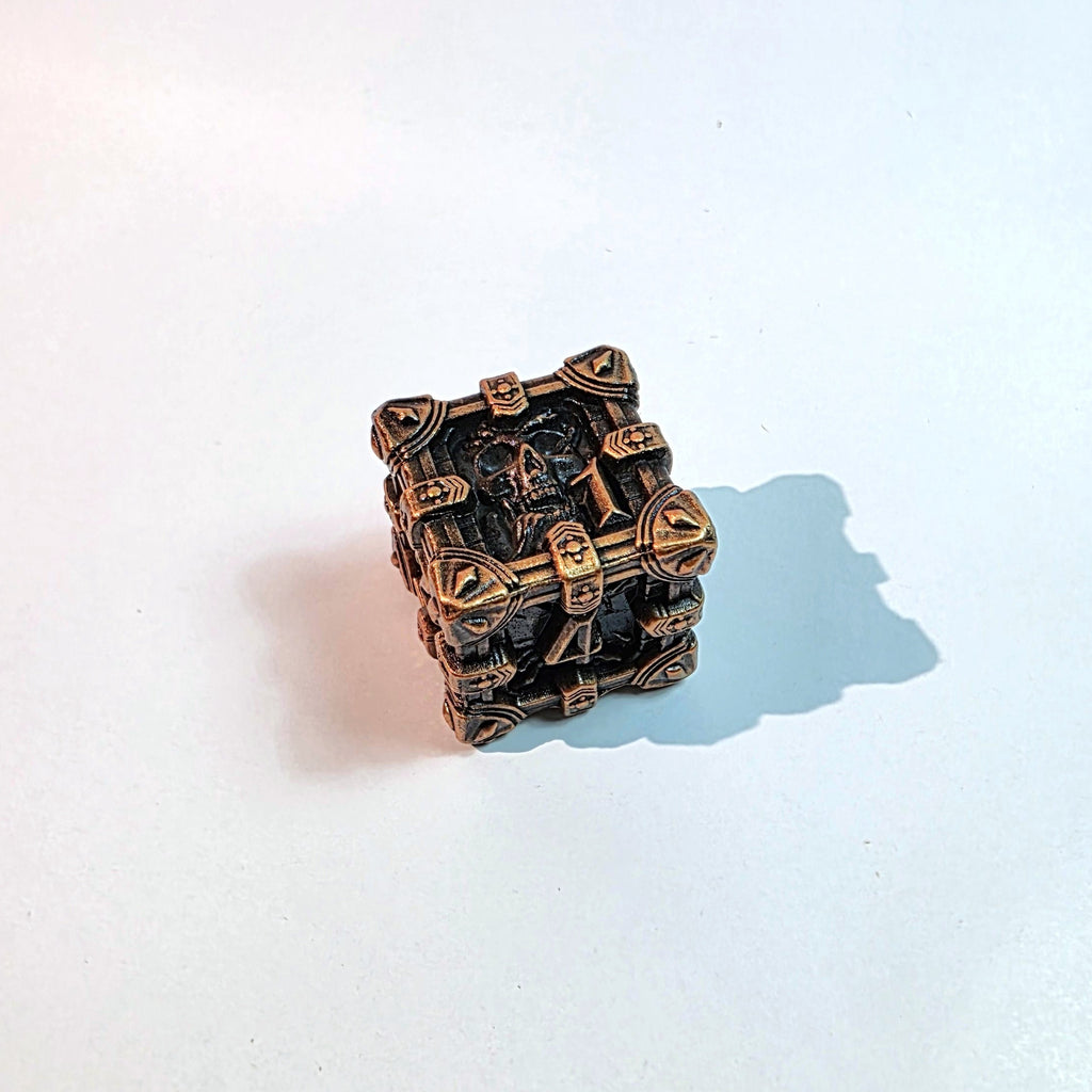 Deathmask Antique Gold Solid Metal Dice Set