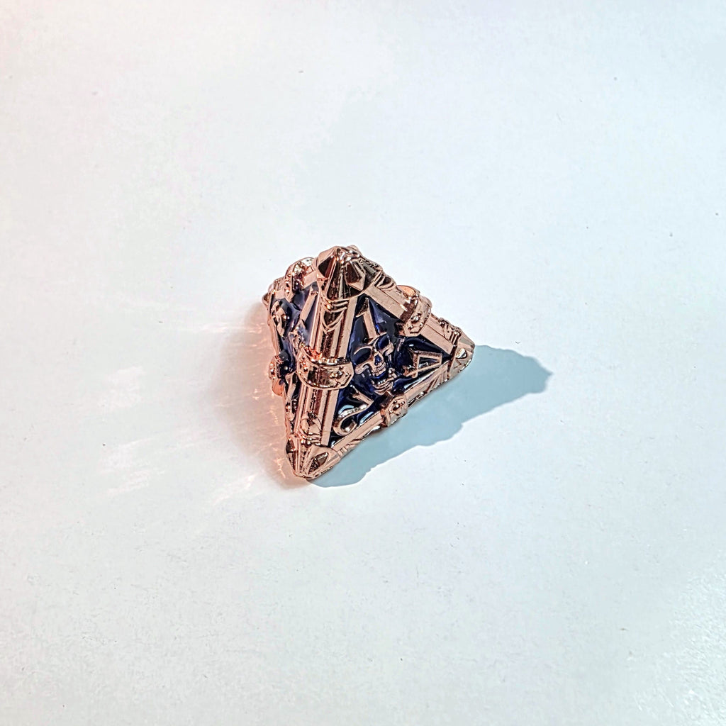 Juego de dados de metal sólido Deathmask en color azul cobrizo