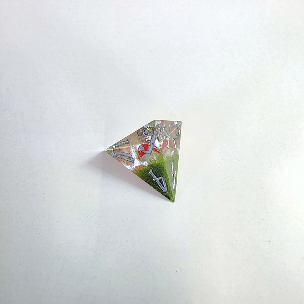 Juego de dados de resina hechos a mano de hongo rojo