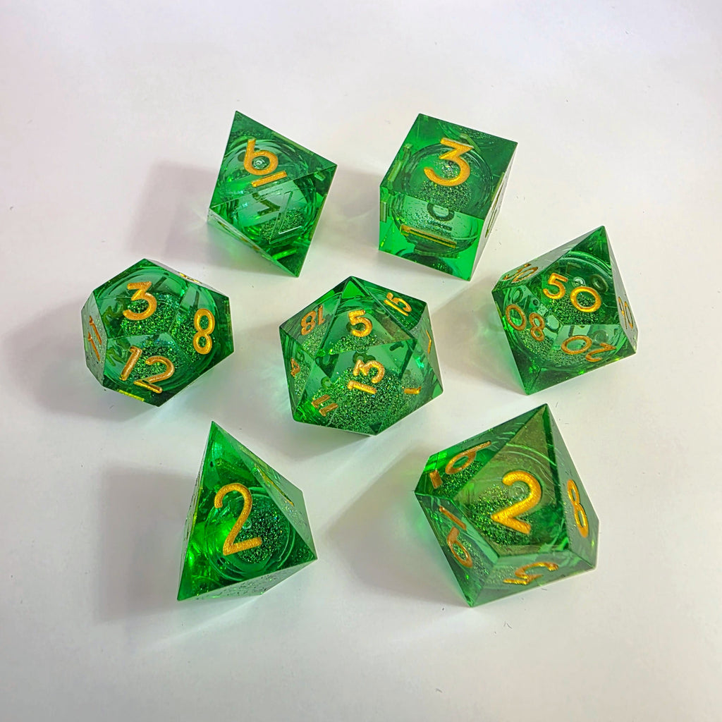 Green Liquid Core Resin Dice Set