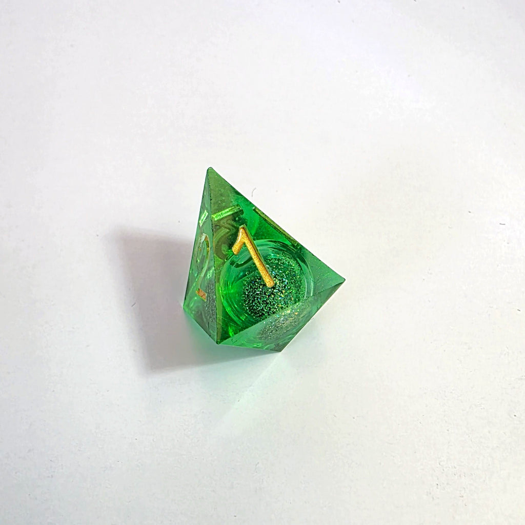 Green Liquid Core Resin Dice Set