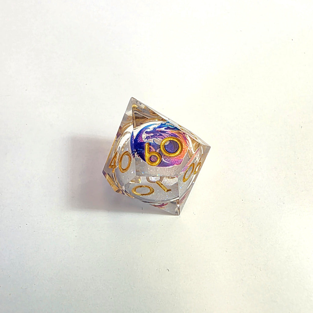 Set de dados de resina con núcleo líquido Purple Dragonfire