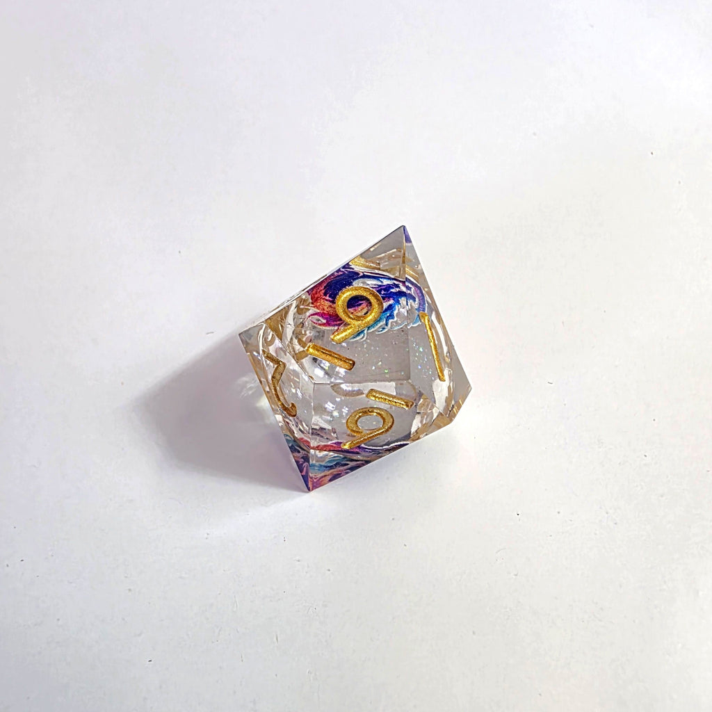 Set de dados de resina con núcleo líquido Purple Dragonfire