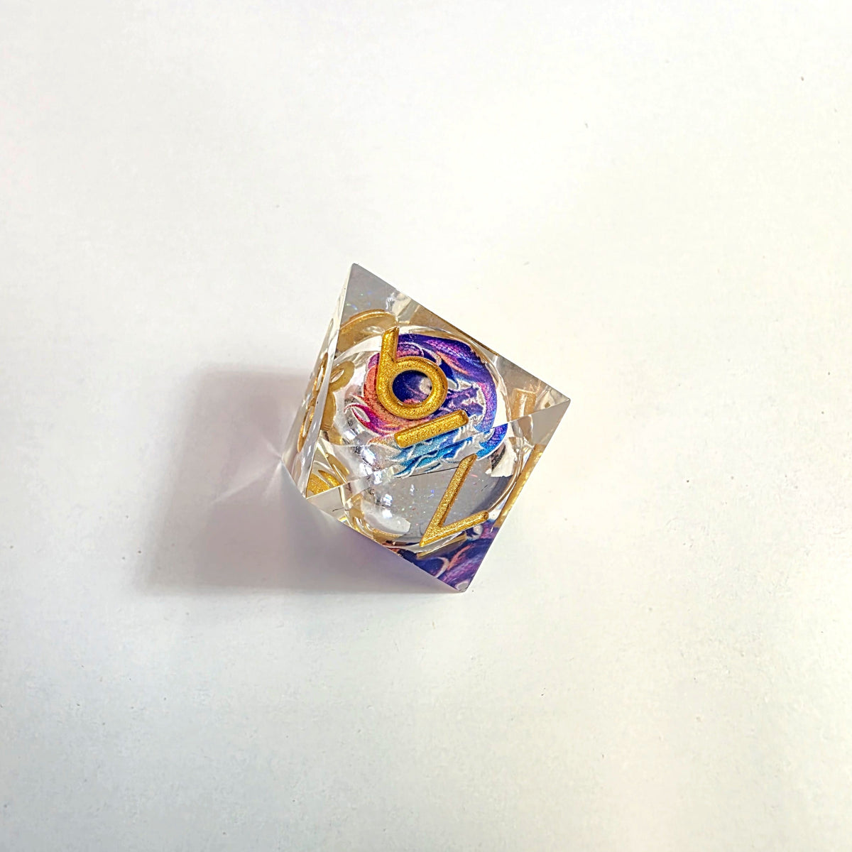 Set de dados de resina con núcleo líquido Purple Dragonfire