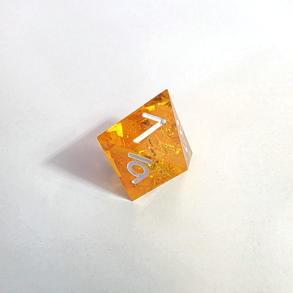 Orange Clash Sharp Edge Resin Dice Set