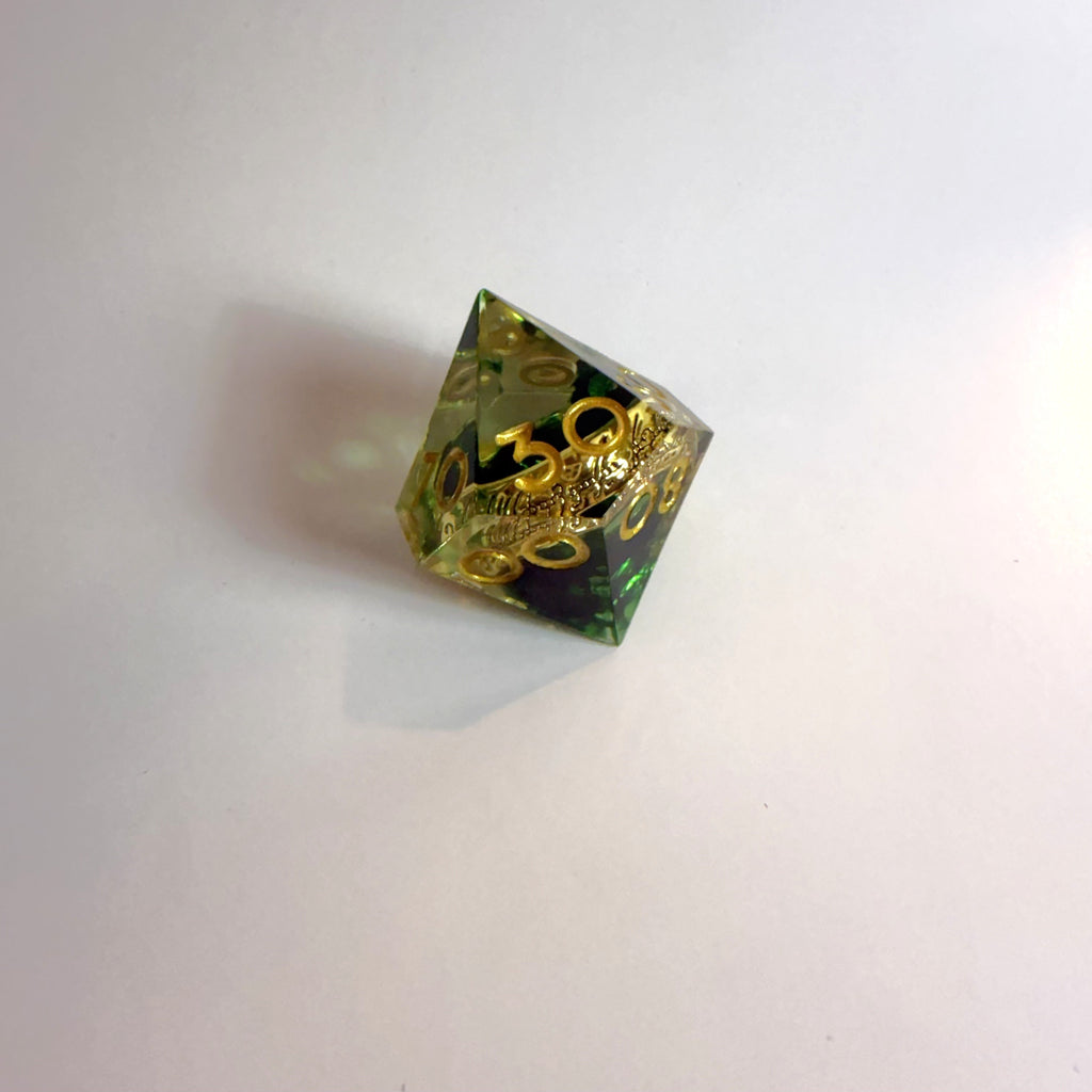 Green One Ring Sharp Edge Resin Dice Set