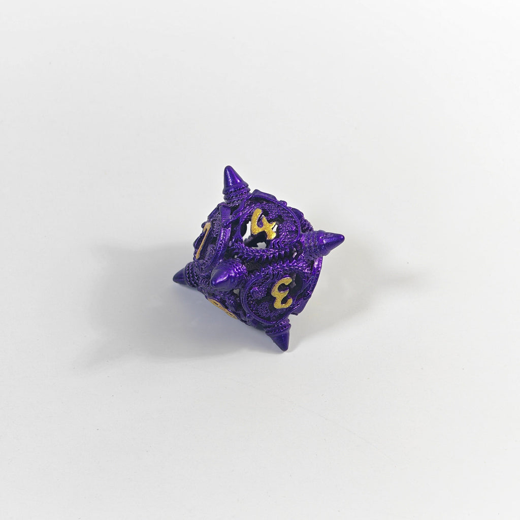 Set de dés en métal creux Dragon Violet