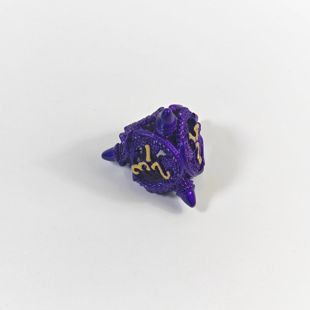 Set de dés en métal creux Dragon Violet