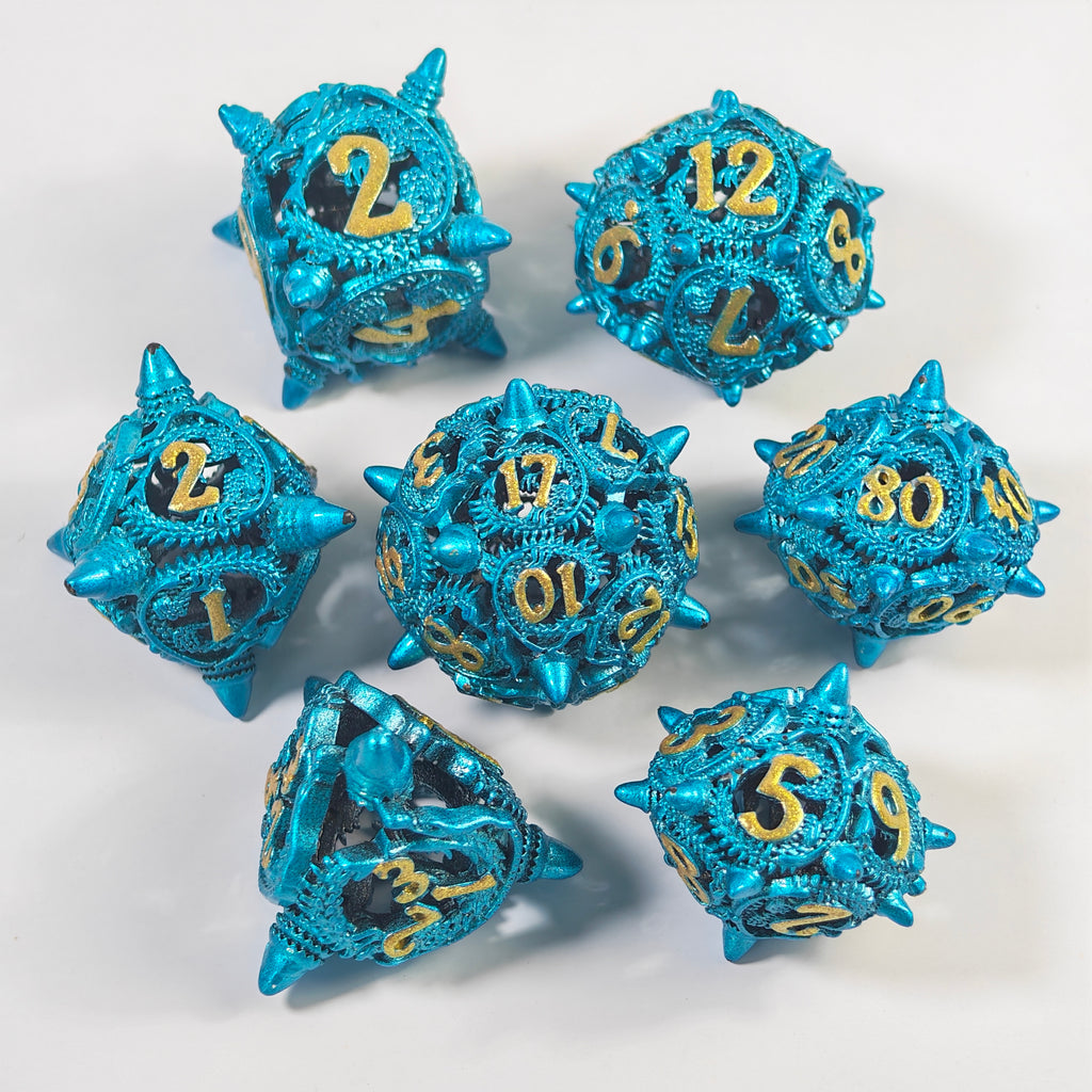 Set di dadi in metallo cavo a forma di drago celeste