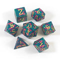 Set de dados de metal sólido con escamas azul marino y morado