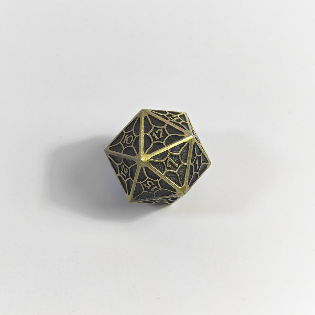 Massives Metall-Würfelset Bronze Spinnennetz