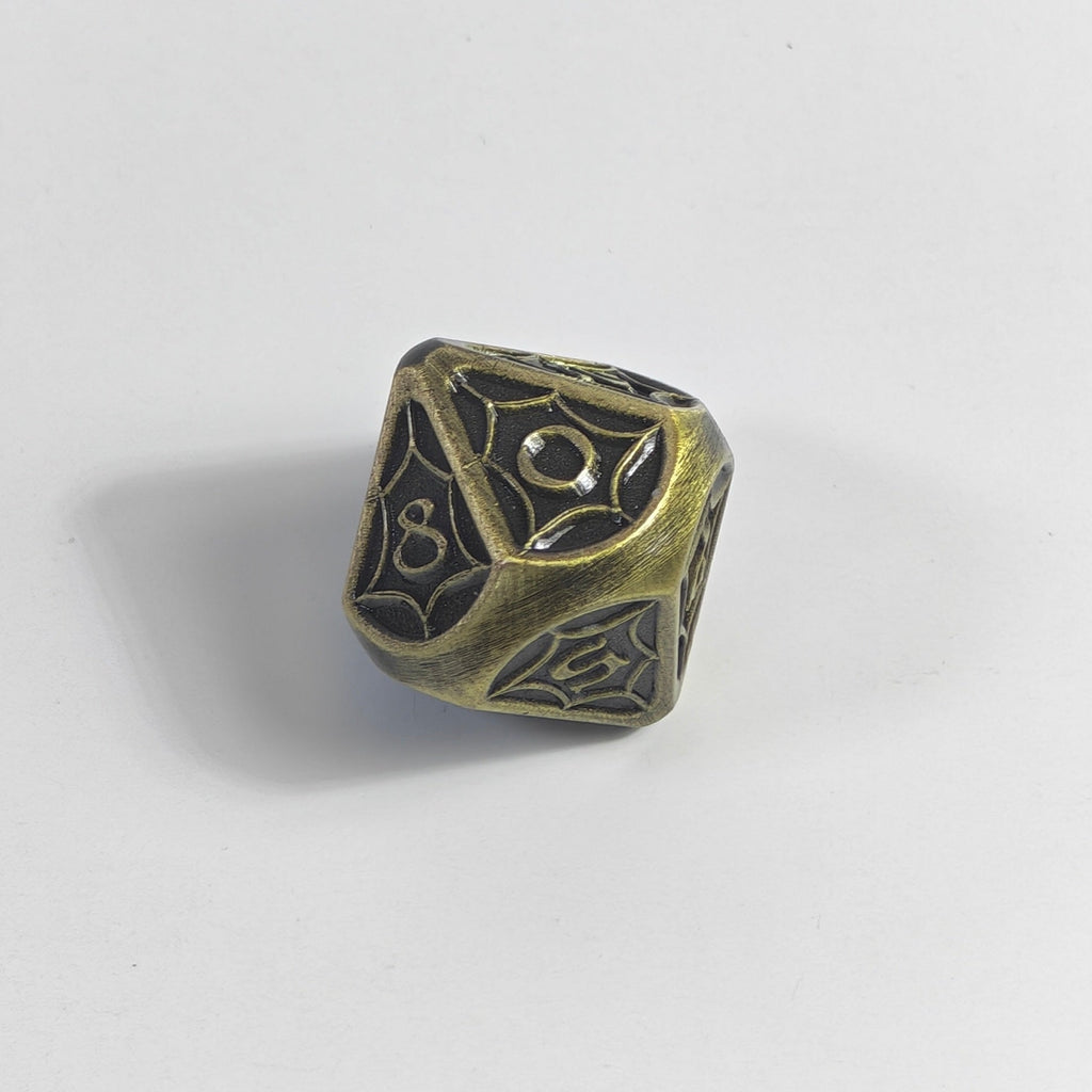 Massives Metall-Würfelset Bronze Spinnennetz