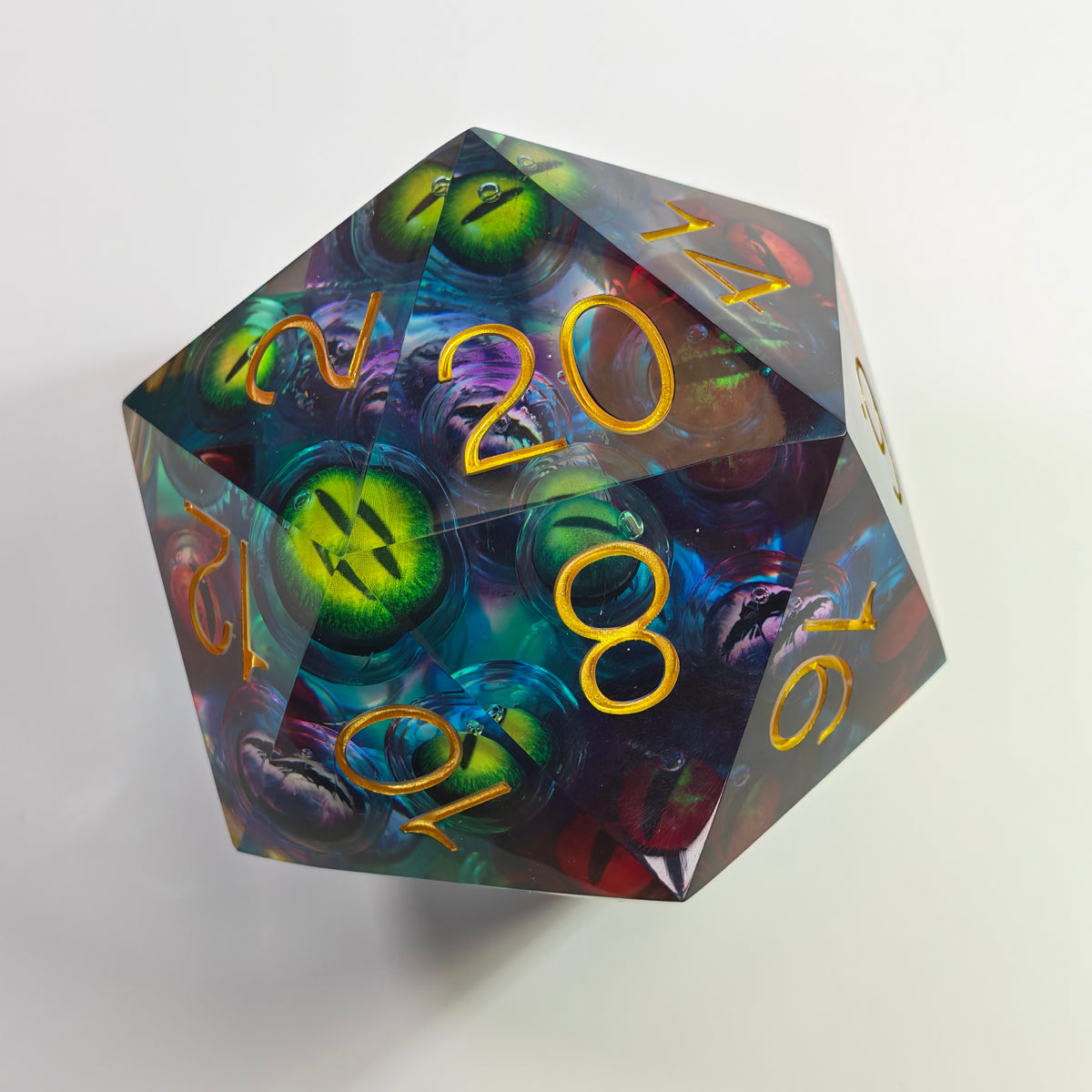 D20 gigante multicolore con occhio 80 mm