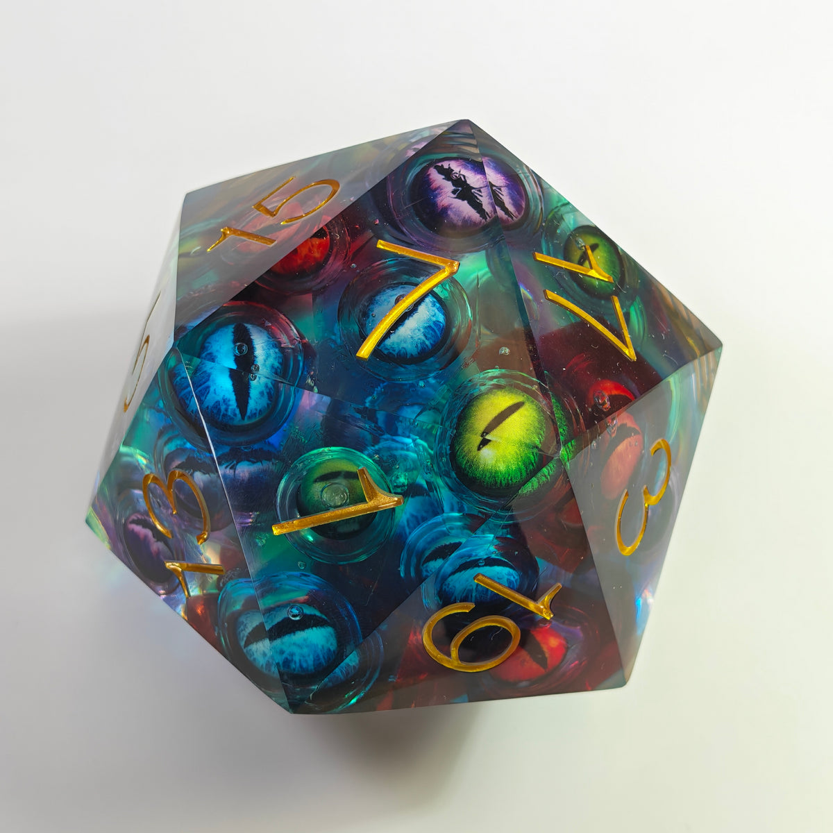 D20 gigante multicolore con occhio 80 mm