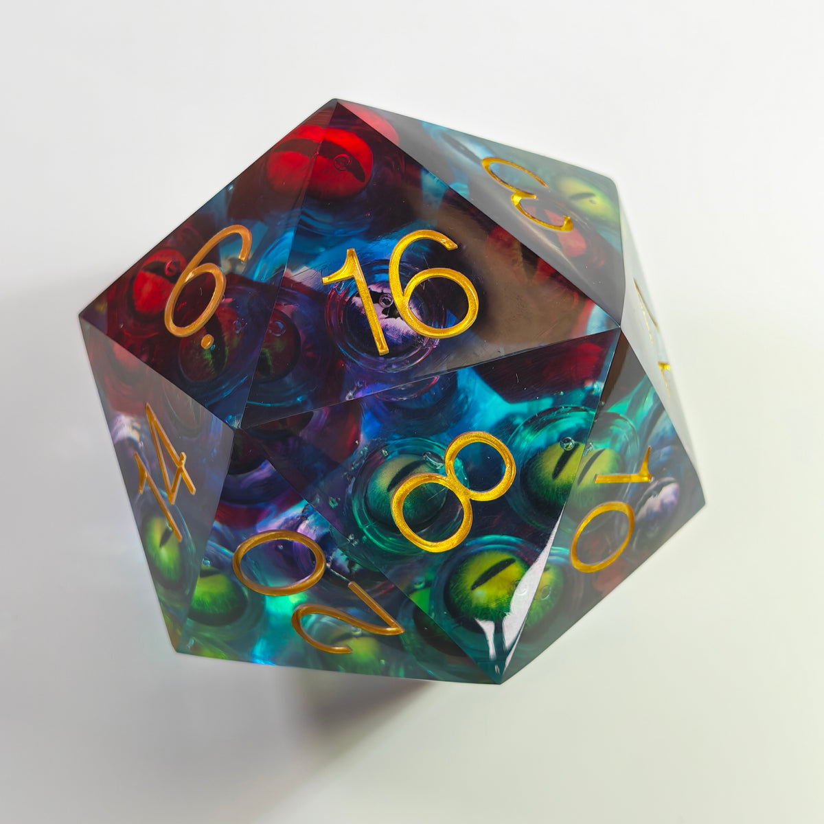 D20 gigante multicolore con occhio 80 mm