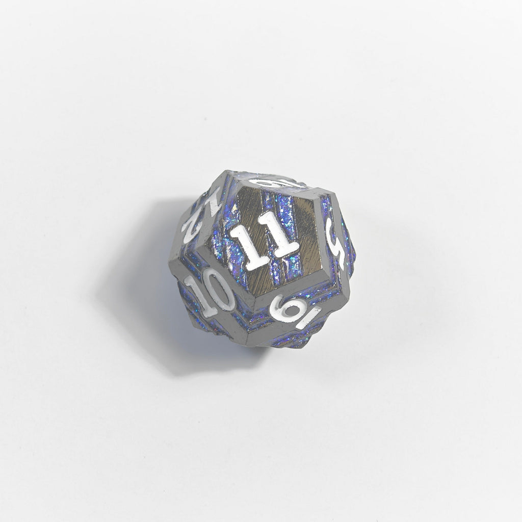 White Numbered Primal Clawing Solid Metal Dice Set