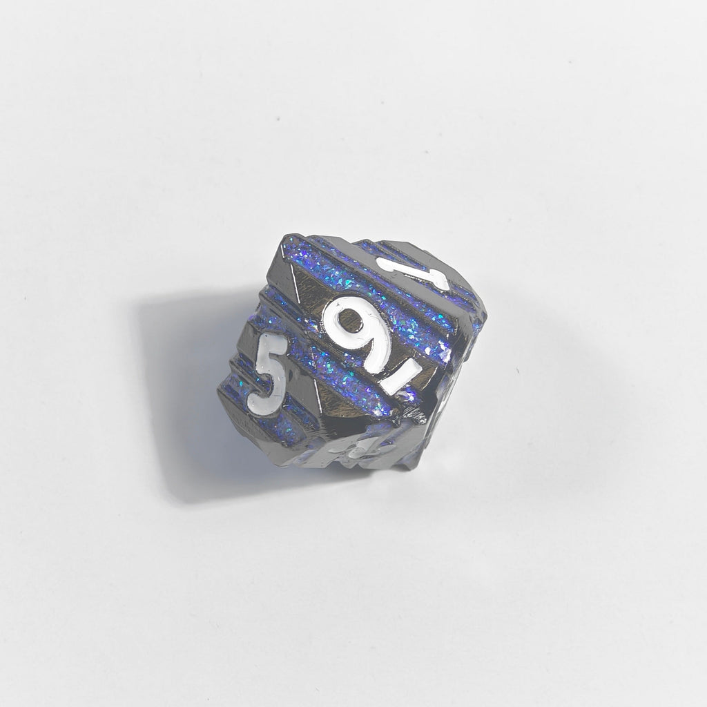 White Numbered Primal Clawing Solid Metal Dice Set