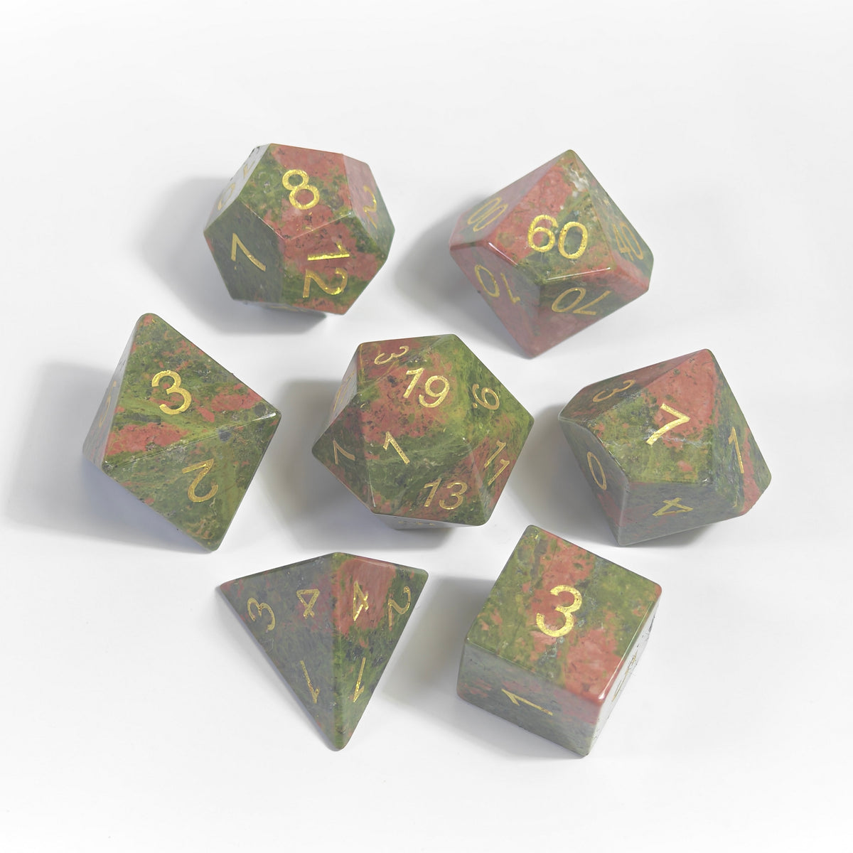 Unakite Gemstone Dice Set