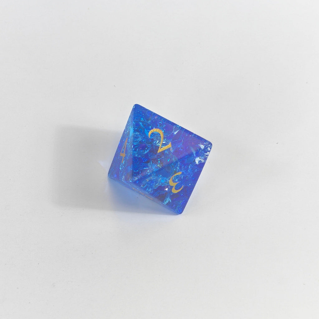 Set de dés en verre Blue Burst