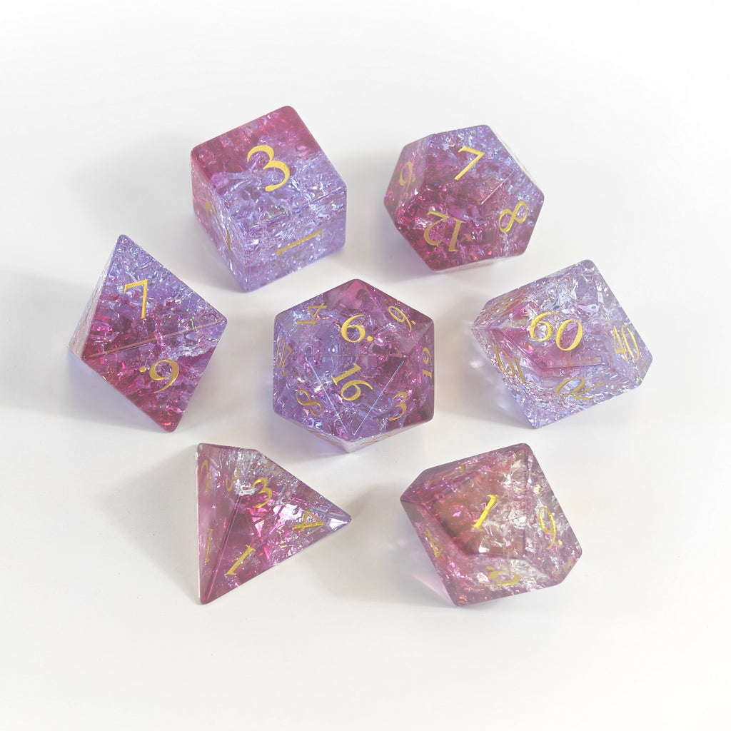 Ensemble de dés en verre Pink Burst