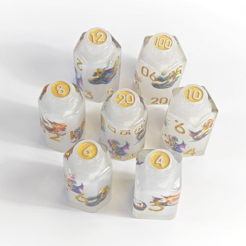 Encaptured Dragon Bottles Resin Dice Set