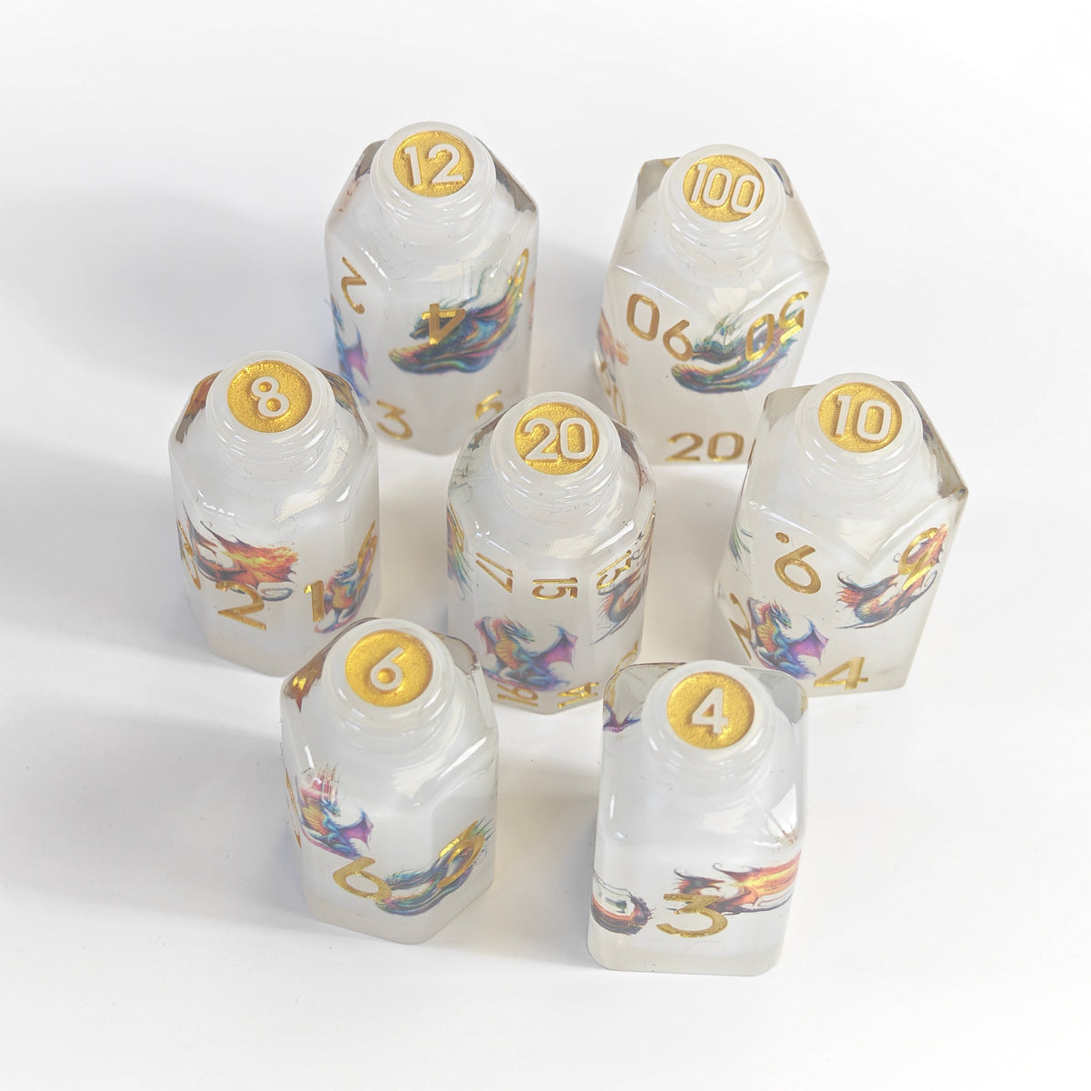 Encaptured Dragon Bottles Resin Dice Set