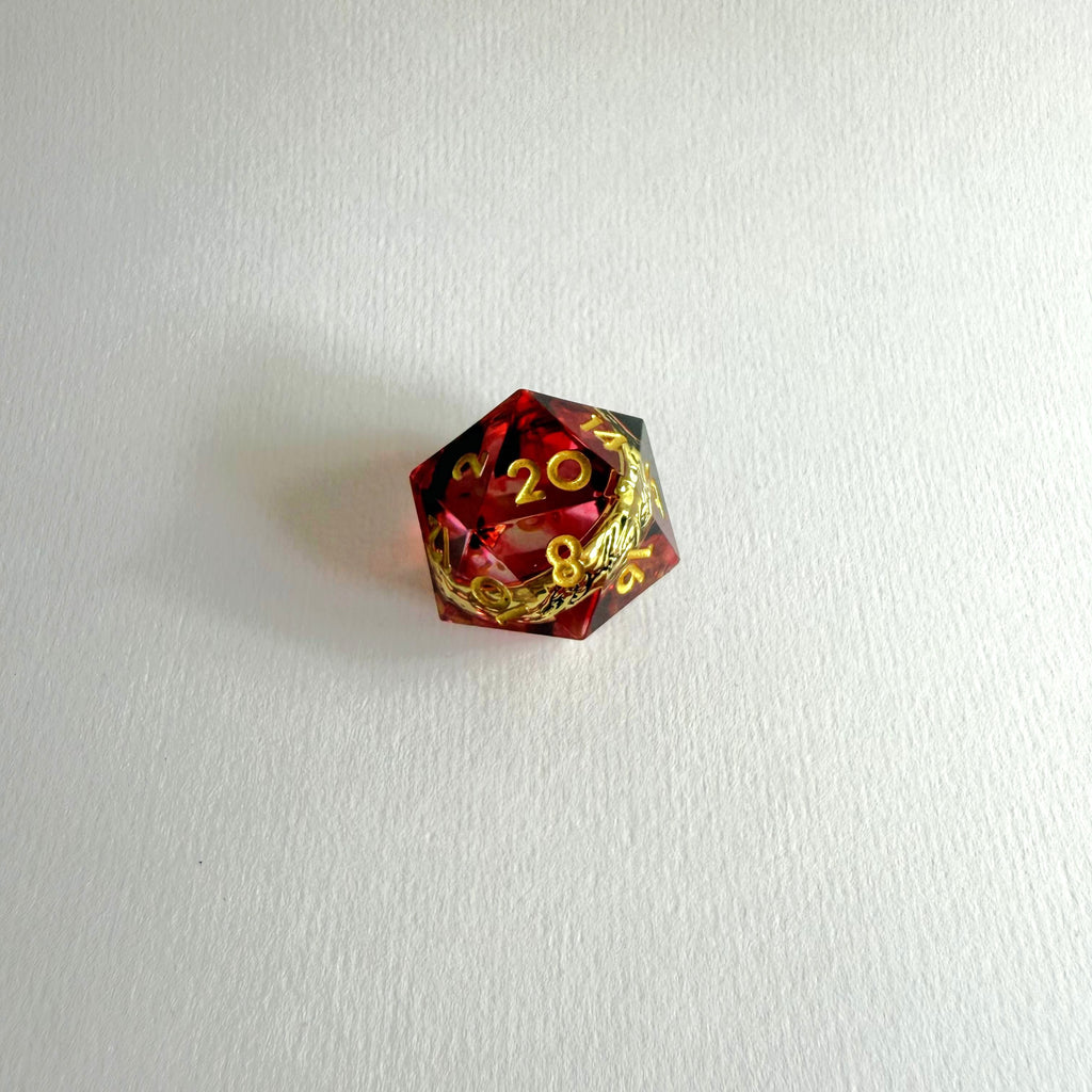 Set de dés en résine à bords tranchants rouge vif
