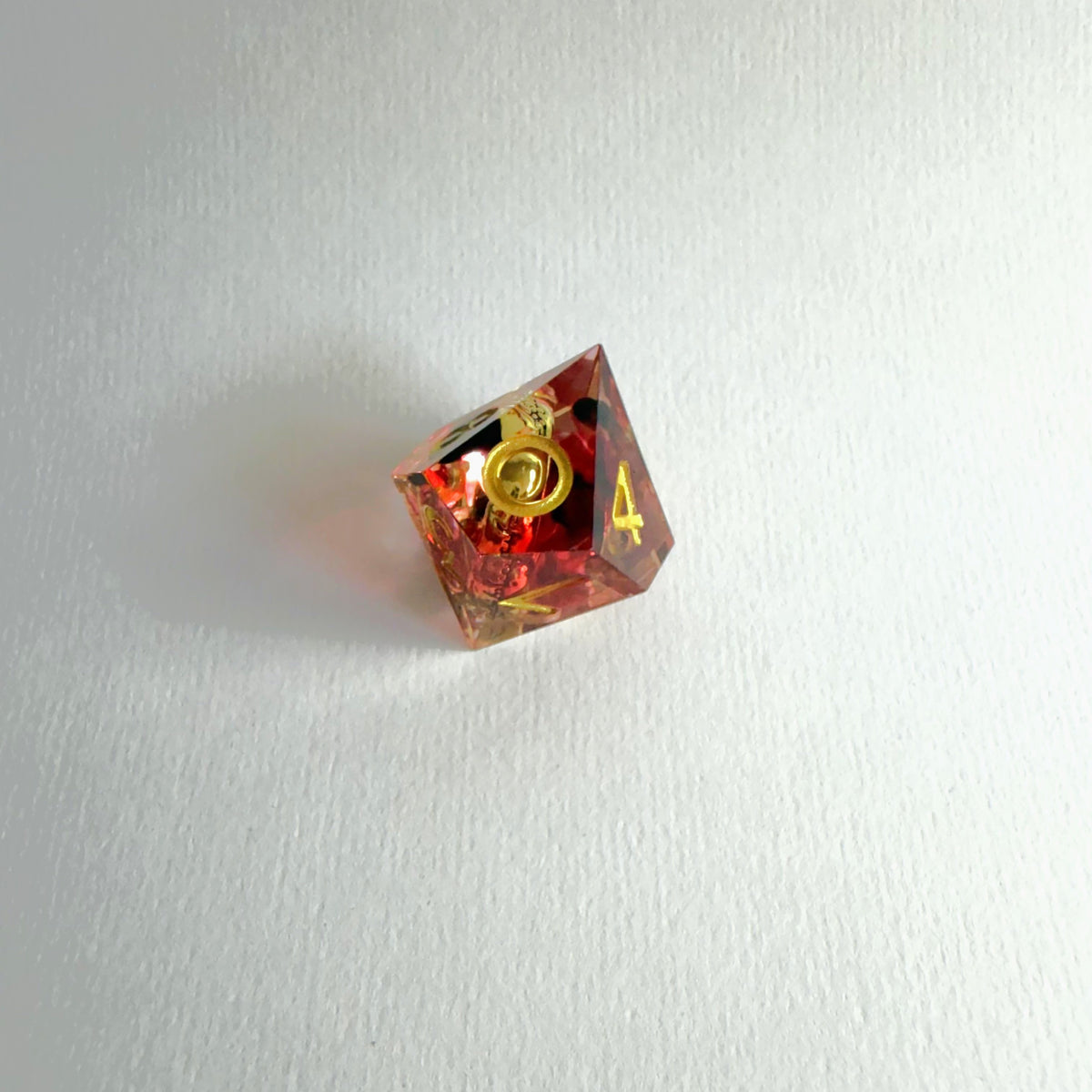 Red One Ring Sharp Edge Resin Dice Set