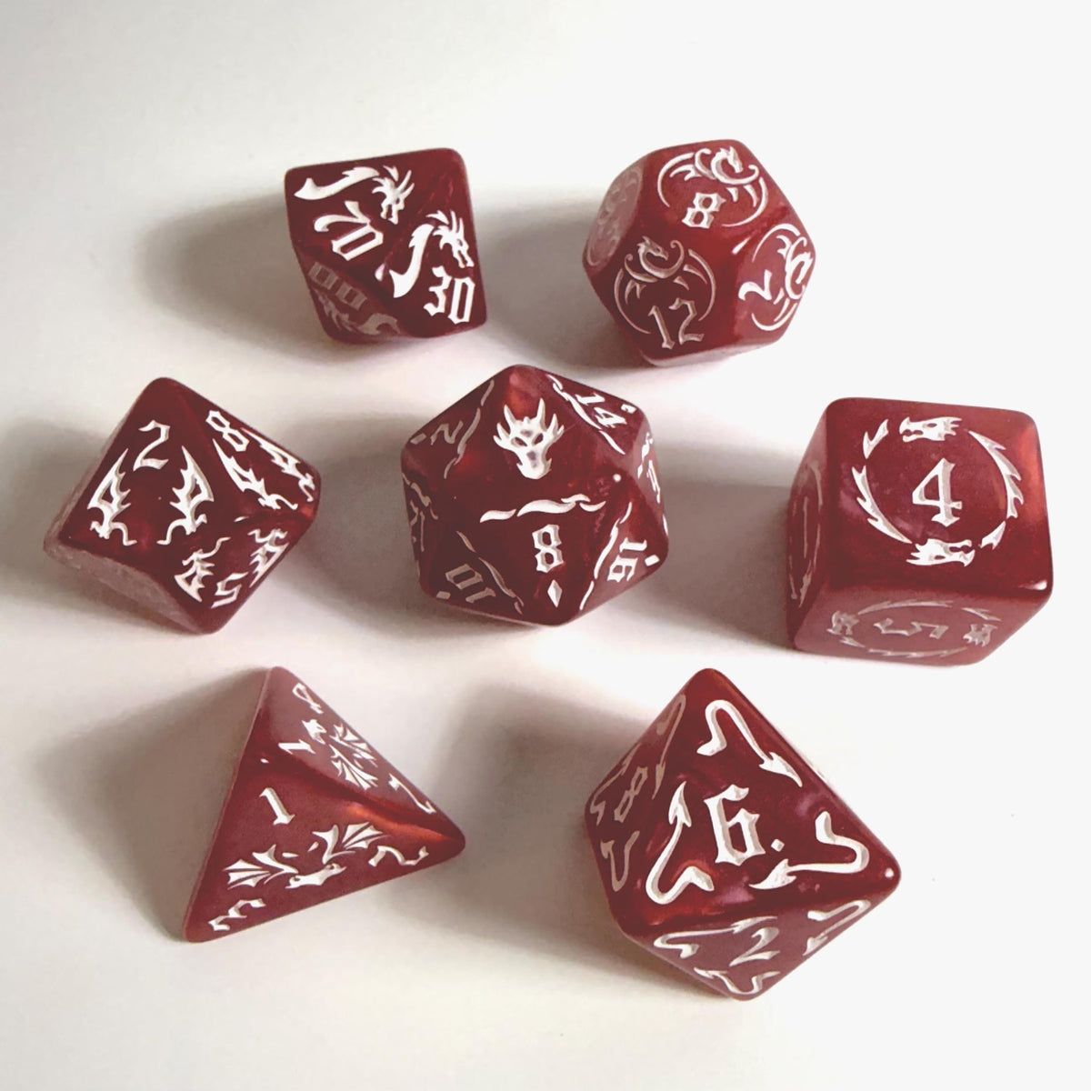 Set di dadi in acrilico Drago Rosso