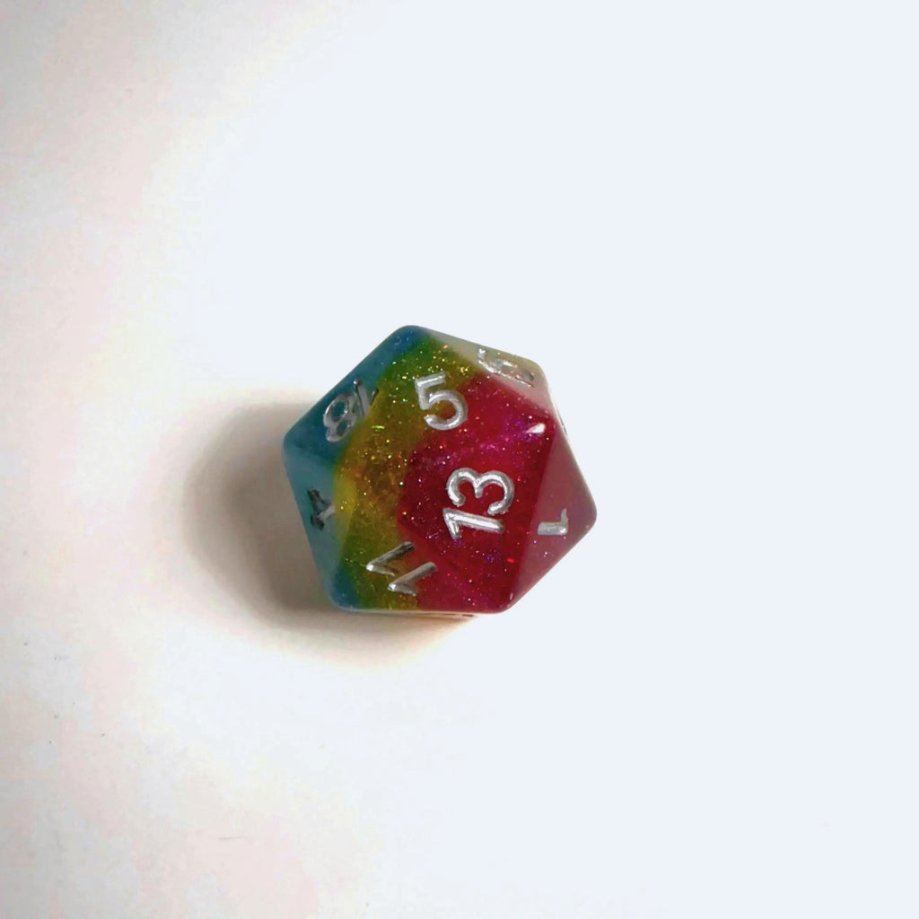 Jeu de dés en acrylique aux couleurs du drapeau pansexuel